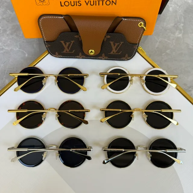 Louis Vuitton Round Metal Frame Mirrored Gray Sunglasses 4