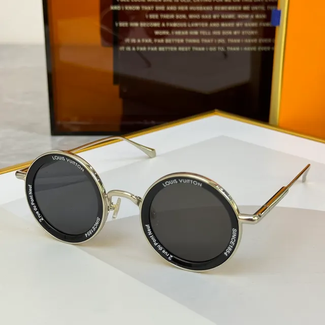 Louis Vuitton Round Metal Frame Mirrored Gray Sunglasses 7