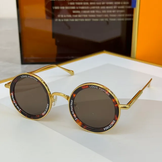 Louis Vuitton Round Metal Frame Mirrored Gray Sunglasses 9