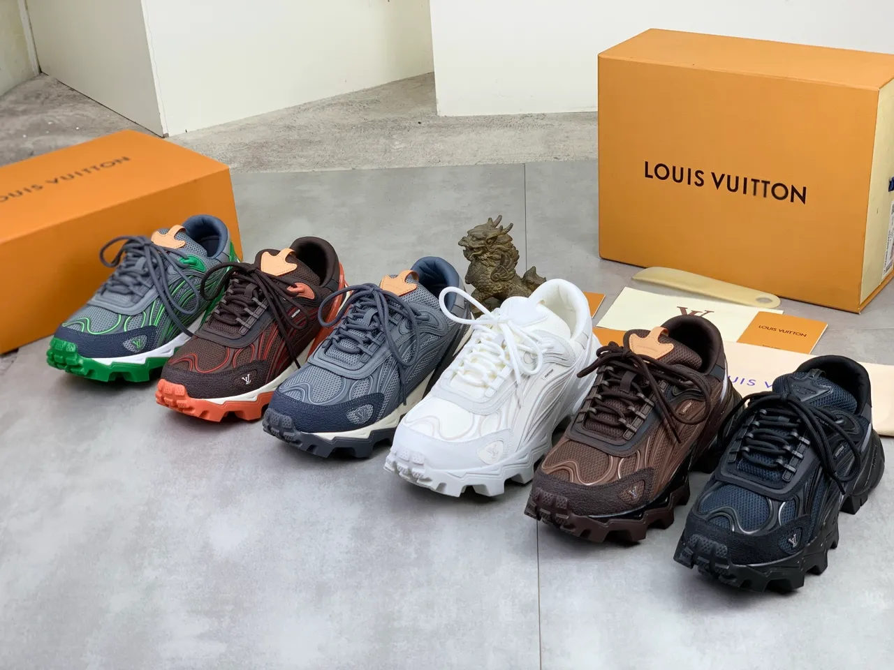 Louis Vuitton Run Away Gray Green Chunky Sneakers 2