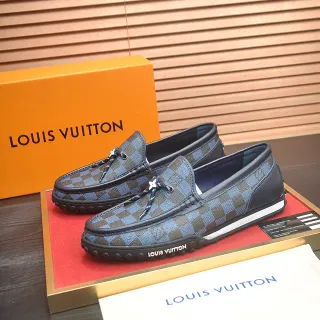 Louis Vuitton Run Away Loafer নীল বাদামি Damier Check Loafers