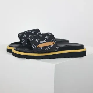 Louis Vuitton Run Away Monogram Black and Mustard Slippers