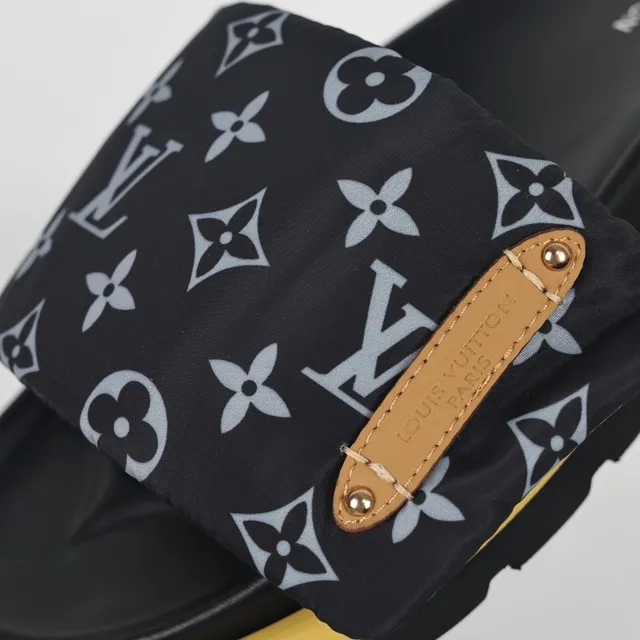 Louis Vuitton Run Away Monogram 黑色和芥末色拖鞋 6