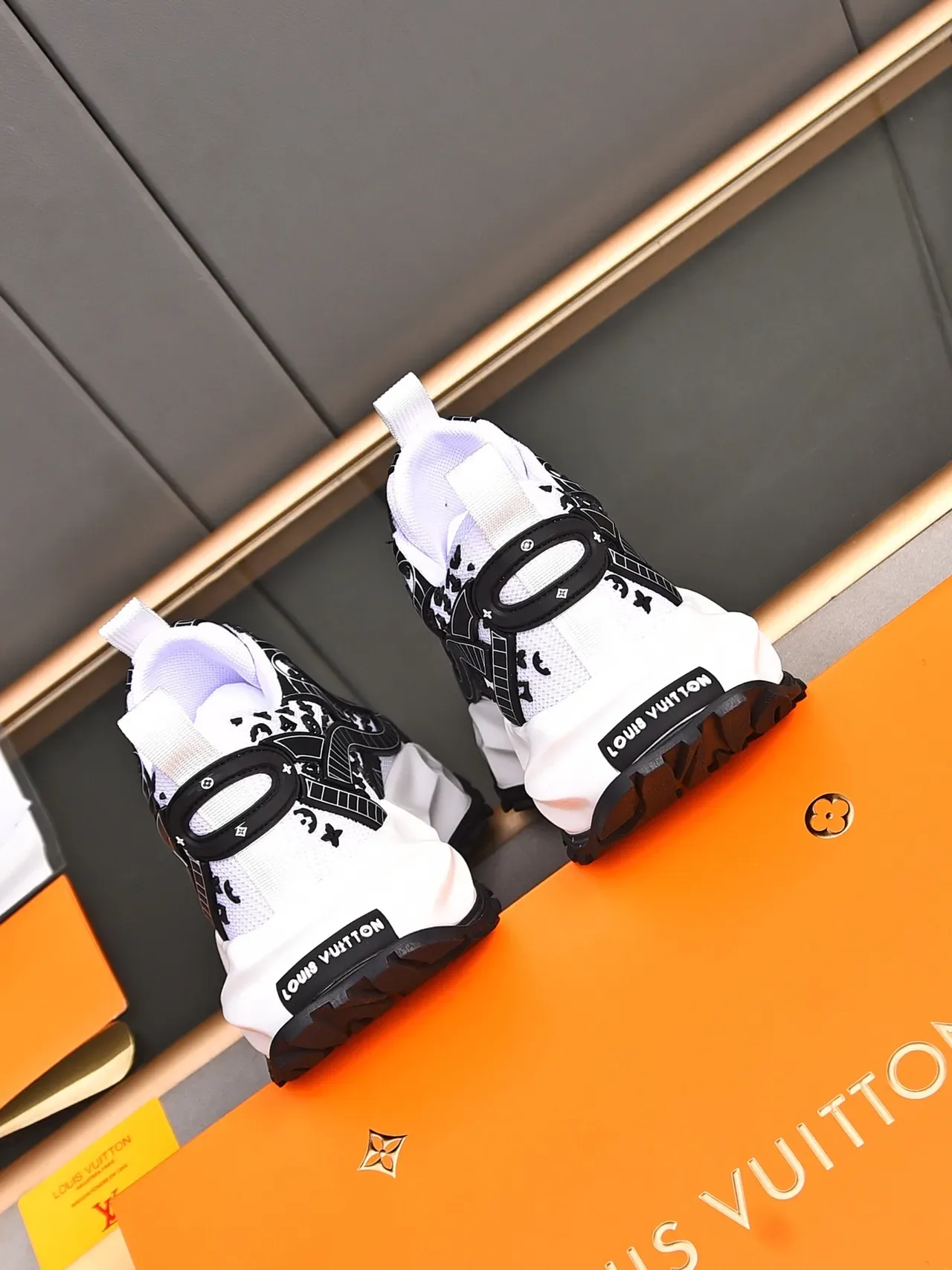 Louis Vuitton Run Away Monogram Print White Black Chunky Sneakers 3