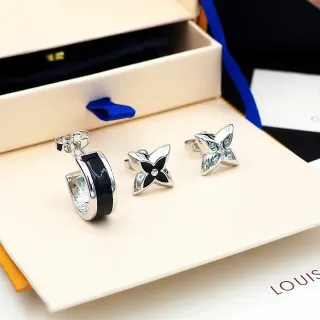 Louis Vuitton أقراط فضي أسود معدني إنلاي إيسمالت