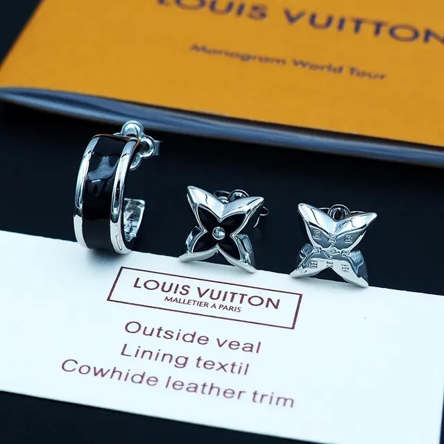 Louis Vuitton أقراط فضي أسود معدني إنلاي إيسمالت 3
