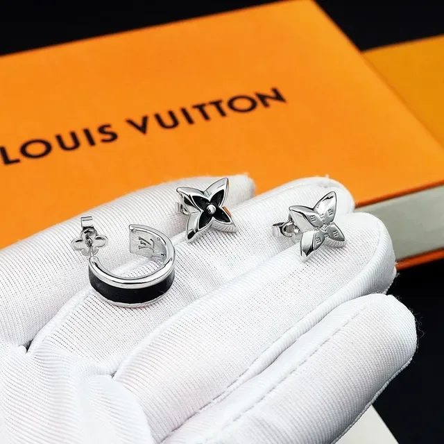 Louis Vuitton أقراط فضي أسود معدني إنلاي إيسمالت 5