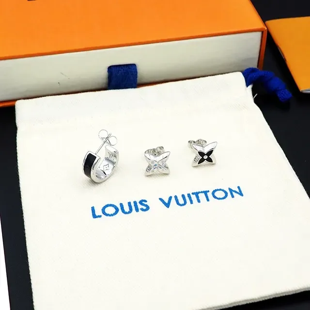 Louis Vuitton أقراط فضي أسود معدني إنلاي إيسمالت 6