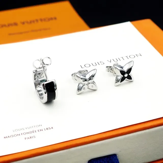 Louis Vuitton أقراط فضي أسود معدني إنلاي إيسمالت 7