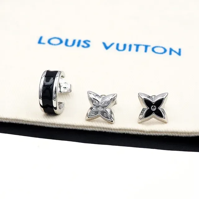Louis Vuitton أقراط فضي أسود معدني إنلاي إيسمالت 8
