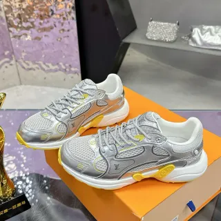 Louis Vuitton Plata Amarillo Metálico Paneles de Malla Superior Zapatillas Lifestyle