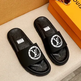Louis Vuitton Slide 黑色 Monogram-Embossed 拖鞋
