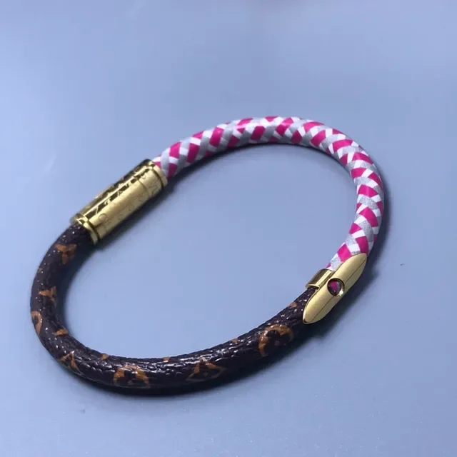 Louis Vuitton pulseira serpente marrom monograma e pulseira de couro trançado vermelho preto branco 6