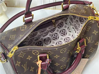 Louis Vuitton Speedy Boston भूरा बर्गंडी Monogram Canvas Leather Trim Boston Bag 3