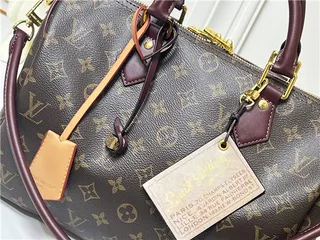Louis Vuitton Speedy Boston भूरा बर्गंडी Monogram Canvas Leather Trim Boston Bag 4