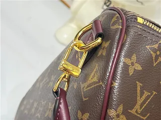 Louis Vuitton Speedy Boston भूरा बर्गंडी Monogram Canvas Leather Trim Boston Bag 5