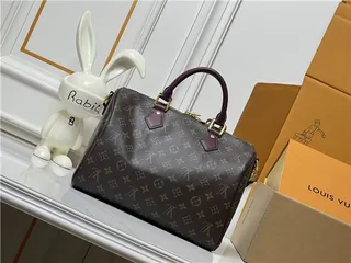 Louis Vuitton Speedy Boston भूरा बर्गंडी Monogram Canvas Leather Trim Boston Bag 7