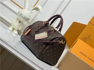 Louis Vuitton Speedy Boston भूरा बर्गंडी Monogram Canvas Leather Trim Boston Bag 8