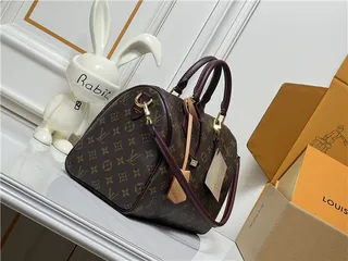 Louis Vuitton Speedy Boston भूरा बर्गंडी Monogram Canvas Leather Trim Boston Bag 9