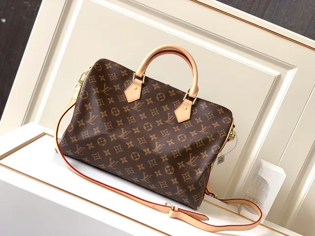 Louis Vuitton Speedy Monogram Canvas বাদামী এবং ট্যান Boston ব্যাগ 8