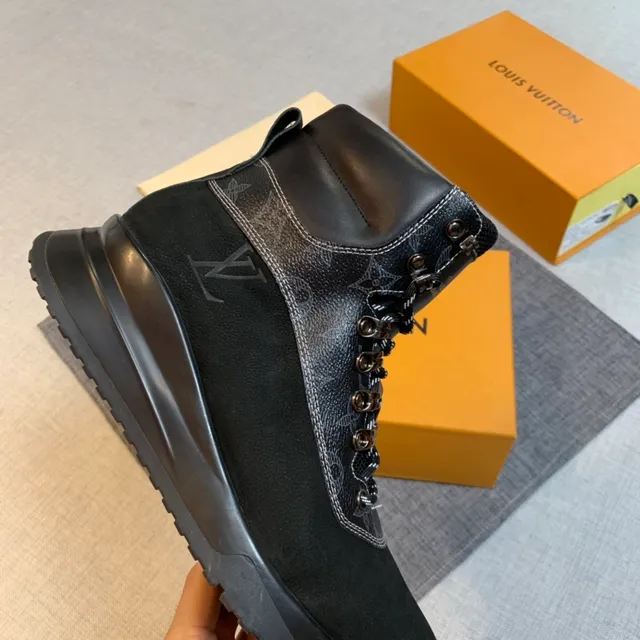 لويس فيتون Trail Boot أحذية المشي السوداء Monogram قماش 4