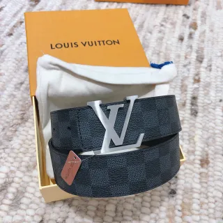 Louis Vuitton Turn-Lock Belt Damier Graphite चमड़े की बेल्ट