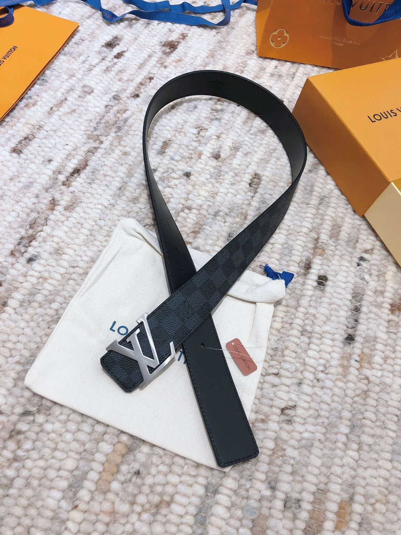 Louis Vuitton Turn-Lock Belt Damier Graphite Leather Belt 4