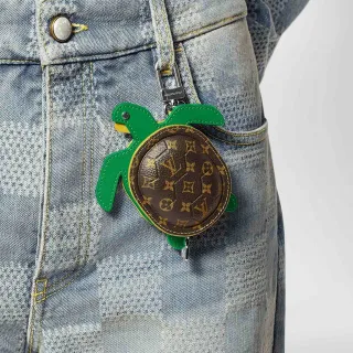 Louis Vuitton محفظة عملات سلحفاة أخضر بني مونوغرام جلد حقيبة كتف