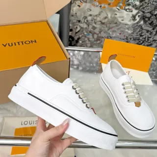 Louis Vuitton Blancos y Negros Canvas-Like Superior Rayas Laterales Zapatillas Lifestyle