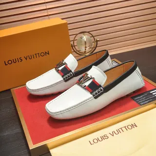 Louis Vuitton সাদা কালো চামড়া LV মোনোগ্রাম বাকেল লোফার