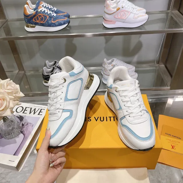 Louis Vuitton White Blue Low-Top Platform Sole Lifestyle Sneakers 6