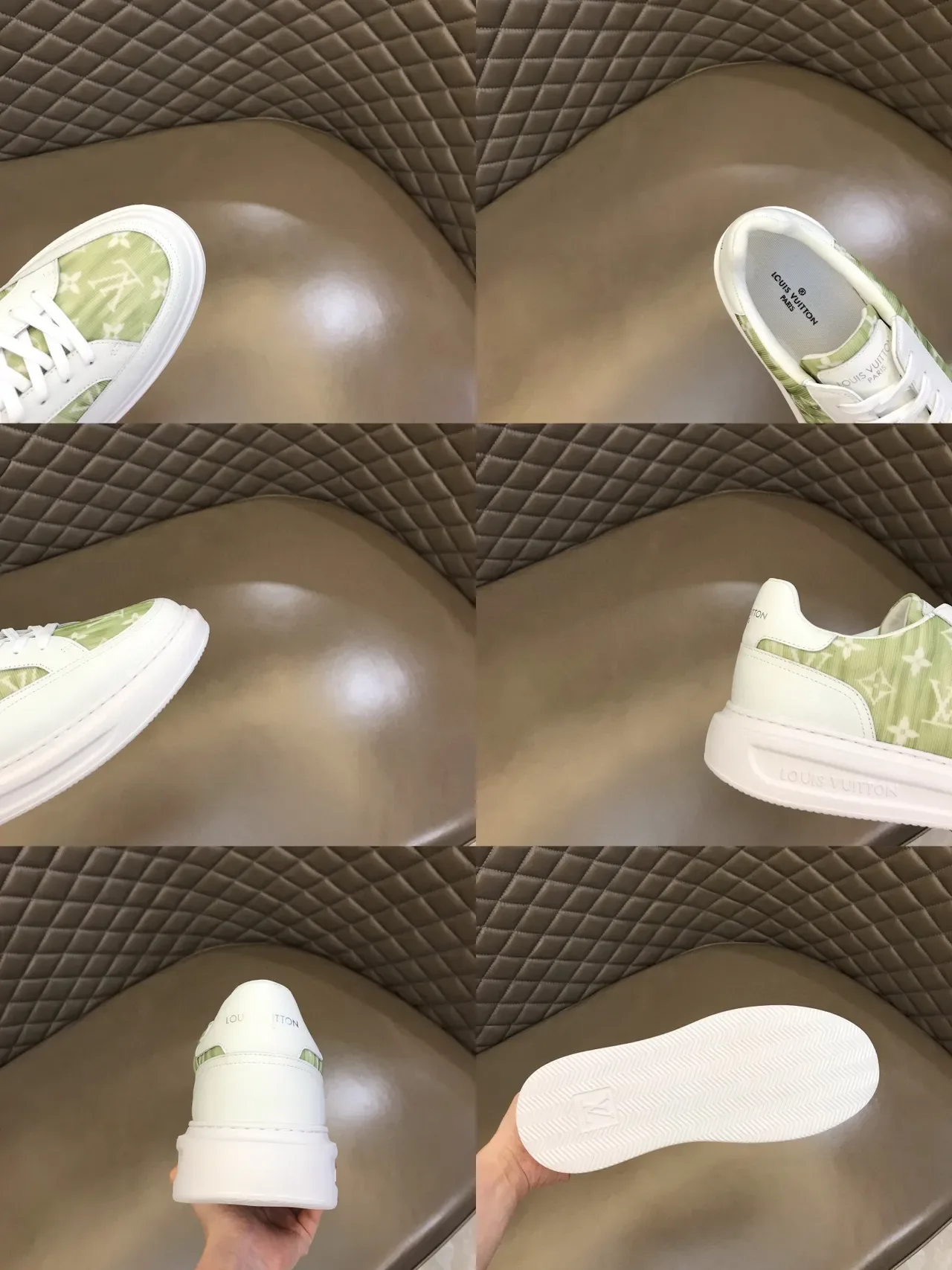 Louis Vuitton sneakers lifestyle blanches et vertes low-top à semelle plateforme 3