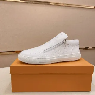 Louis Vuitton White Monogram-Embossed Leather High-Top Slip-On Lifestyle Sneakers — Louis Vuitton Lifestyle Sneakers photo from the Yupoo catalog