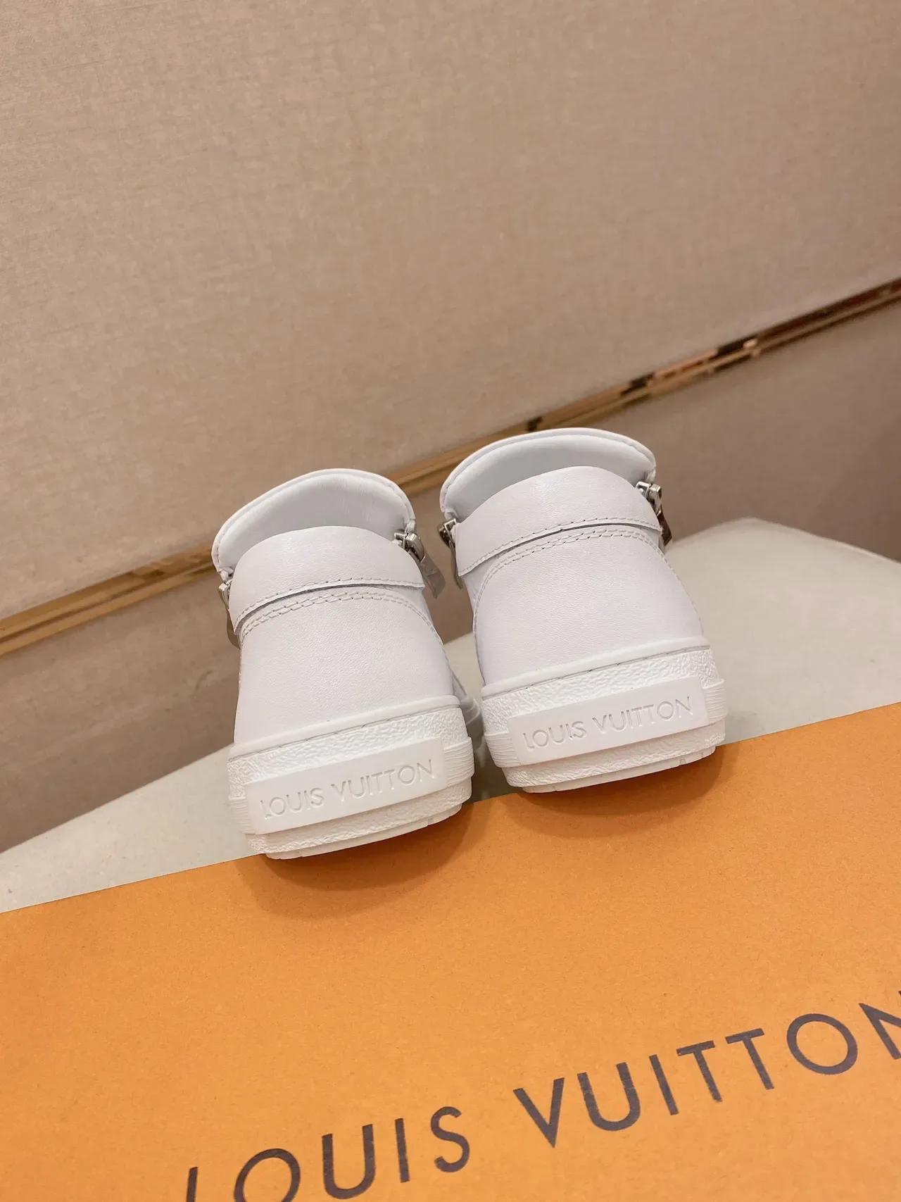 Louis Vuitton White Monogram-Embossed Leather High-Top Slip-On Lifestyle Sneakers 3