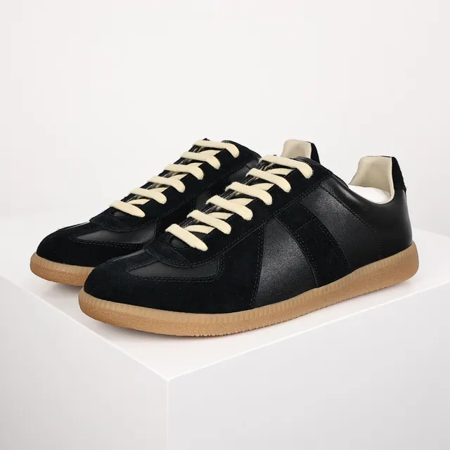 Maison Margiela Negro y Beige Panelado en Ante y Cuero Superior, Cordones de Contraste Crema, Sneakers Lifestyle 2