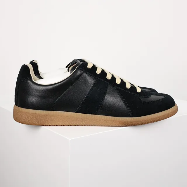 Maison Margiela Negro y Beige Panelado en Ante y Cuero Superior, Cordones de Contraste Crema, Sneakers Lifestyle 3