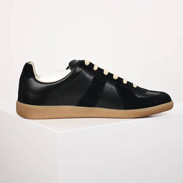 Maison Margiela Negro y Beige Panelado en Ante y Cuero Superior, Cordones de Contraste Crema, Sneakers Lifestyle 7
