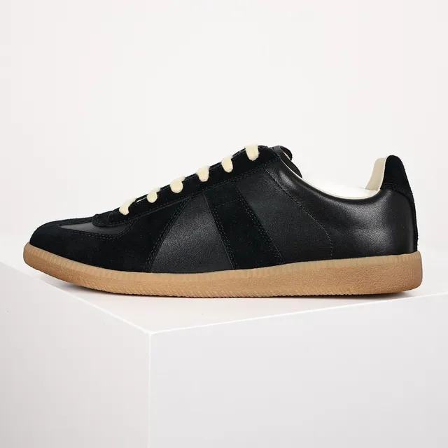 Maison Margiela Negro y Beige Panelado en Ante y Cuero Superior, Cordones de Contraste Crema, Sneakers Lifestyle 9