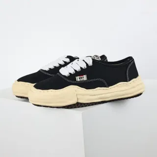 MMY Black Beige Canvas Upper Sculpted Cream Midsole Sneakers