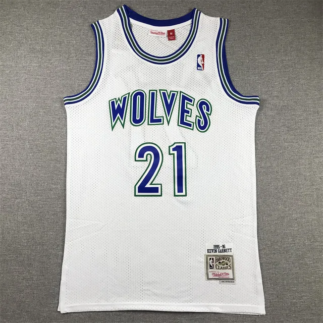 Mitchell & Ness Hardwood Classics 1995–96 Kevin Garnett Camiseta de malla blanca azul verde 3