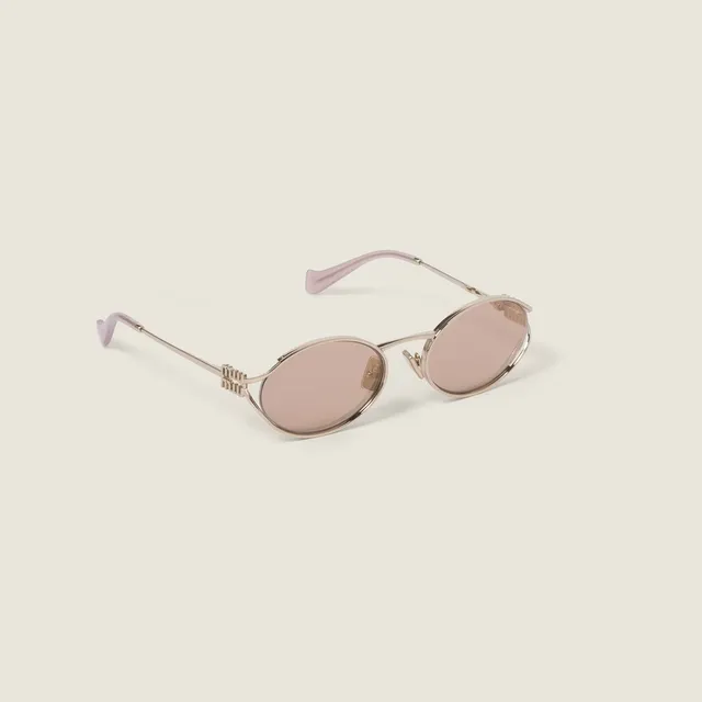 Miu Miu OMU52YS Gafas de sol de marco metálico oval 4