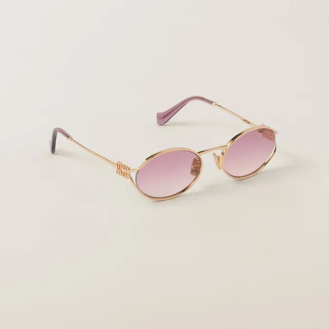 Miu Miu OMU52YS Gafas de sol de marco metálico oval 6