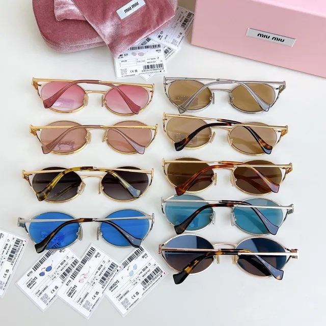 Miu Miu OMU52YS Gafas de sol de marco metálico oval 9