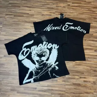 Mixed Emotion Emotion Angel Graphic Print Black T-Shirt