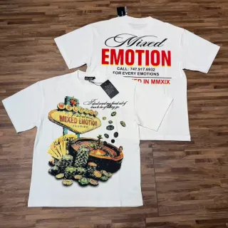 Mixed Emotion Graphic-Print Oversized White T-Shirt