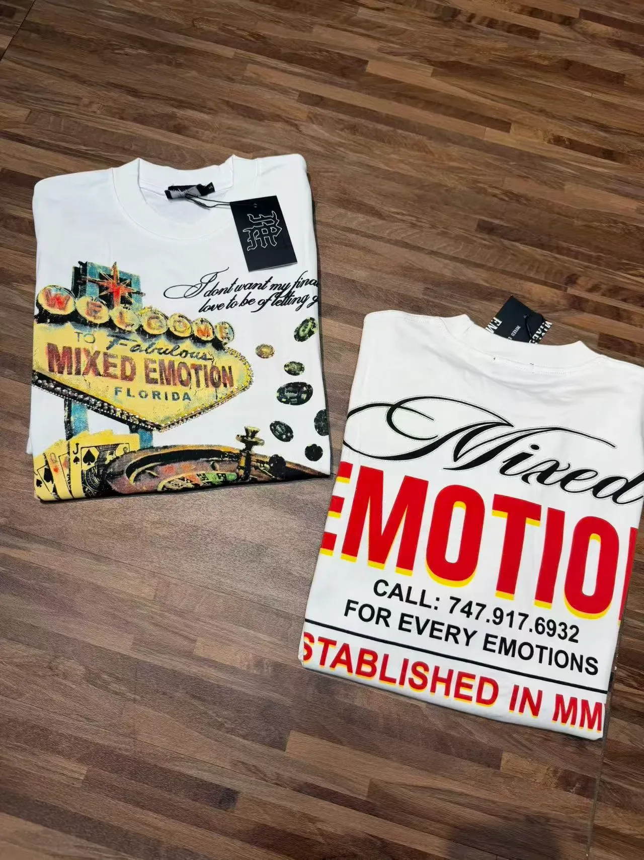 Mixed Emotion Graphic-Print Oversized White T-Shirt 2