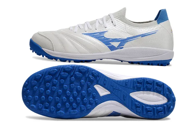 Mizuno White Blue Low-Profile Synthetic Upper Molded Turf Studs Artificial-Grass Soccer Shoes 6