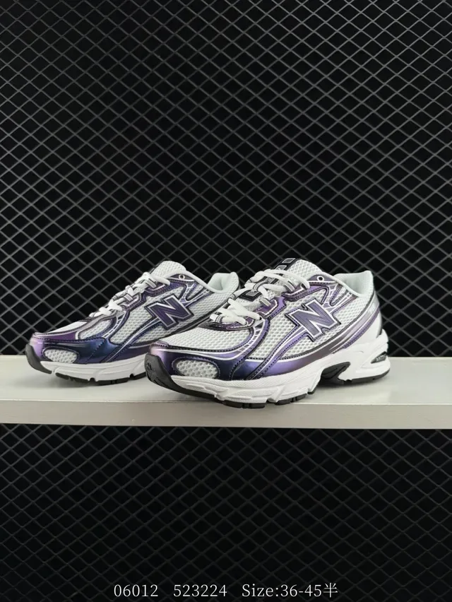 New Balance 740 Branco Roxo Retrô Corredor Estilo de Vida Tênis 3