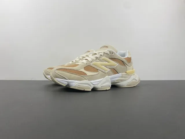 New Balance 9060 Beige Tan Malha Camurça Tênis Chunky 10