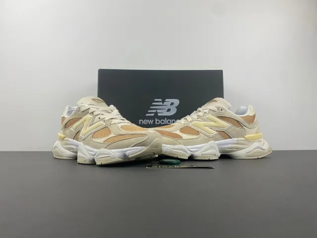 New Balance 9060 Beige Tan Malha Camurça Tênis Chunky 13